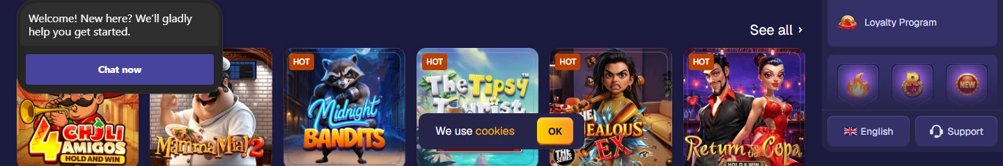 Rocky Casino slot games